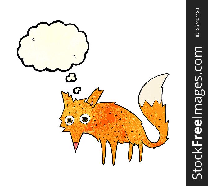 Funny Cartoon Fox With Thought Bubble
