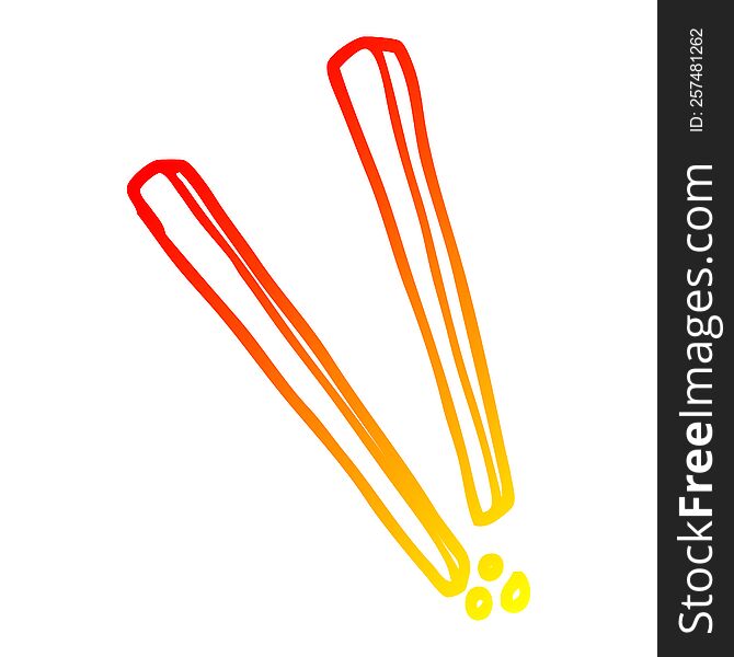 warm gradient line drawing of a cartoon wooden chopsticks