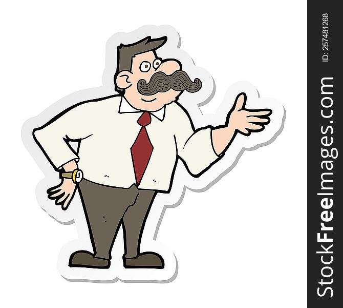Sticker Of A Cartoon Mustache Man
