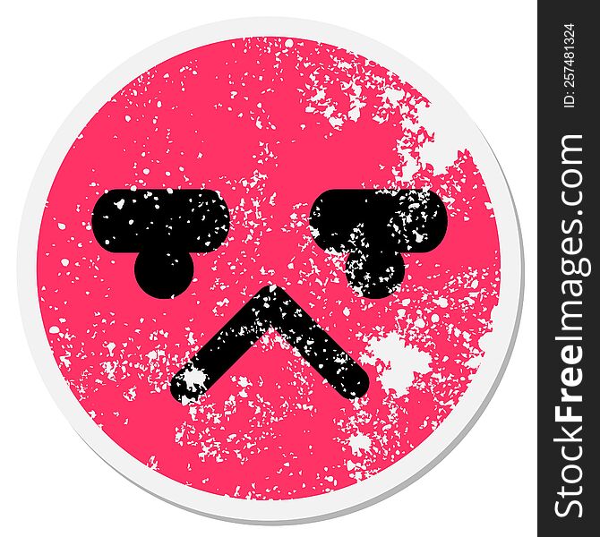 displeased face circular sticker