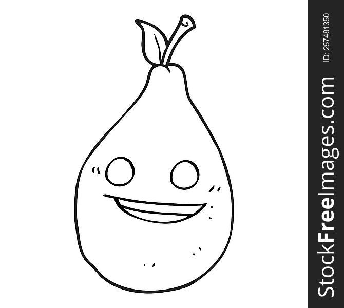 black and white cartoon pear