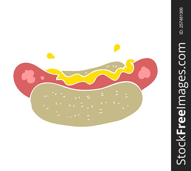 Flat Color Illustration Of A Cartoon Hotdog
