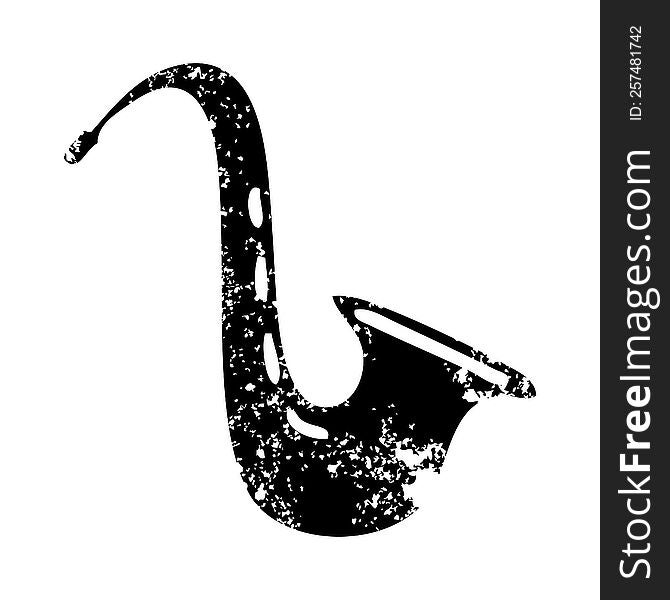 distressed symbol of a musical saxophone