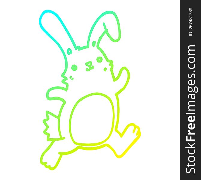 Cold Gradient Line Drawing Cartoon Rabbit Running