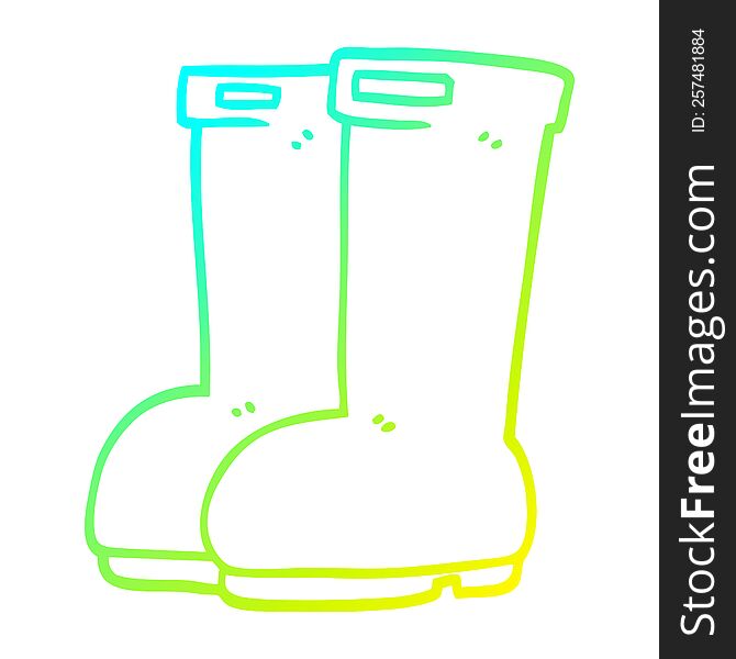 Cold Gradient Line Drawing Cartoon Red Wellies