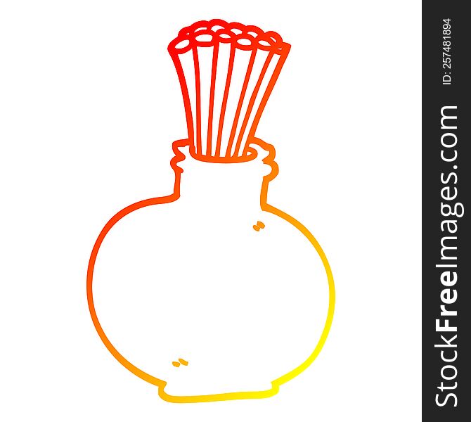 warm gradient line drawing of a cartoon reeds in vase
