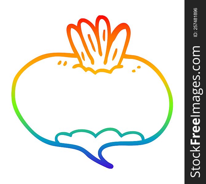 Rainbow Gradient Line Drawing Cartoon Turnip
