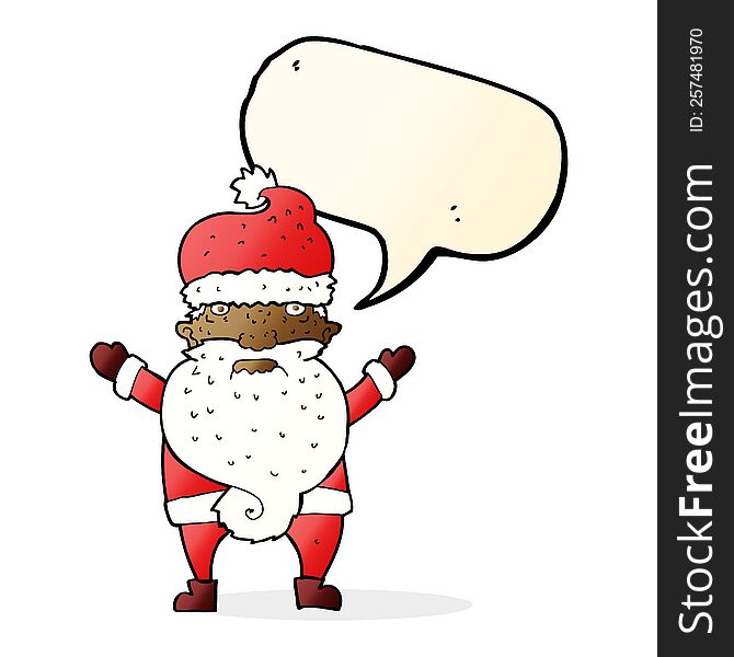 Cartoon Grumpy Santa With Speech Bubble