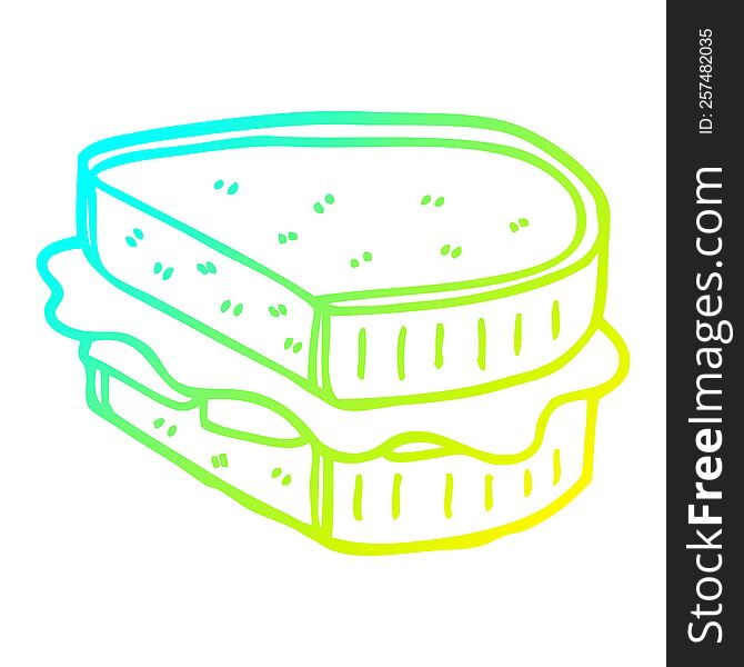 cold gradient line drawing of a cartoon loaded sandwich