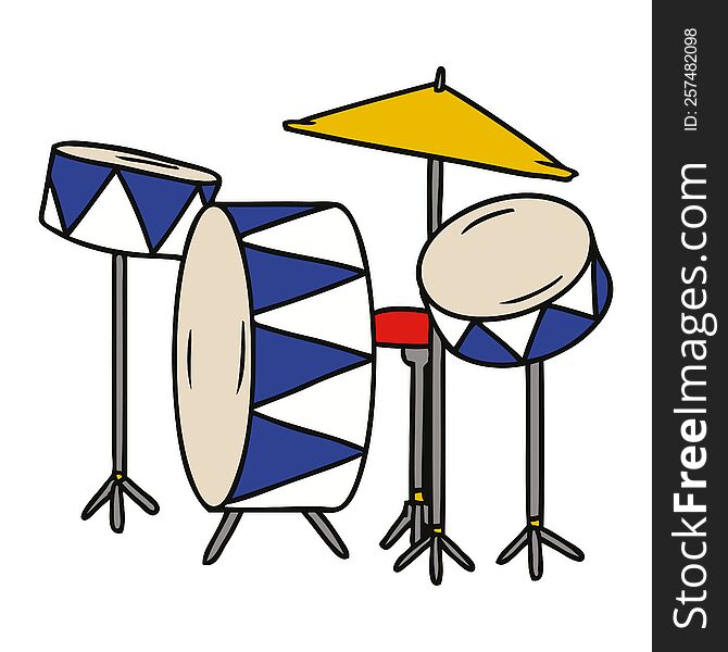 Cartoon Doodle Of A Drum Kit