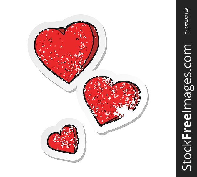 retro distressed sticker of a cartoon hearts