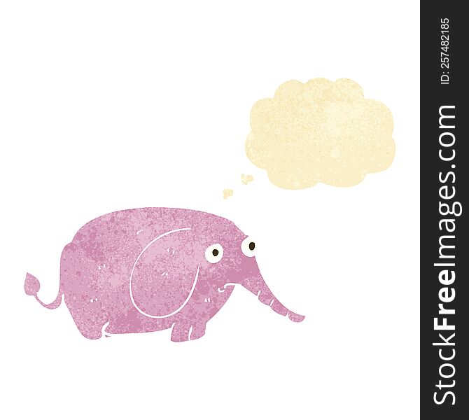 Cartoon Sad Little Elephant With Thought Bubble