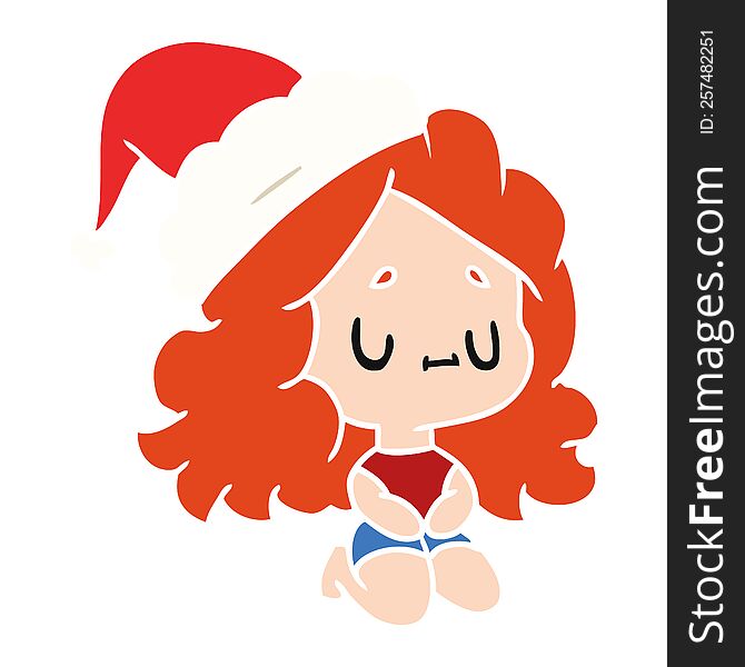 christmas cartoon of kawaii girl