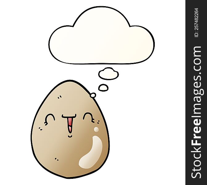 Cartoon Egg And Thought Bubble In Smooth Gradient Style
