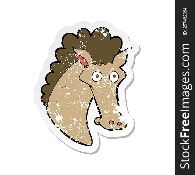 retro distressed sticker of a cartoon horse head