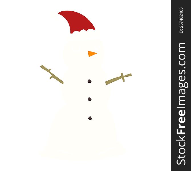 Flat Color Style Cartoon Snowman