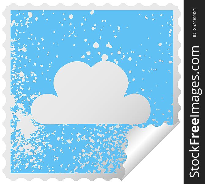 Distressed Square Peeling Sticker Symbol Snow Cloud