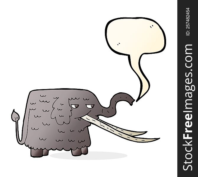 Cartoon Woolly Mammoth With Speech Bubble