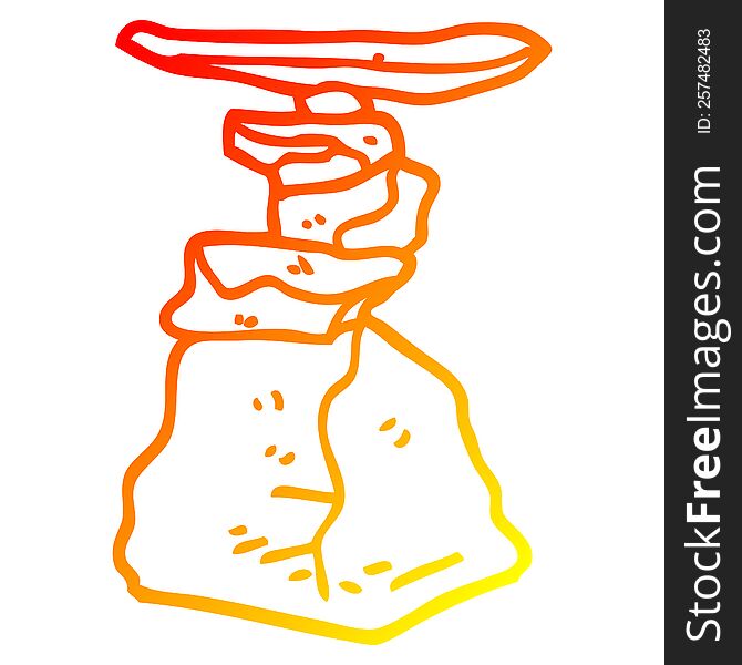 Warm Gradient Line Drawing Cartoon Stacked Rocks