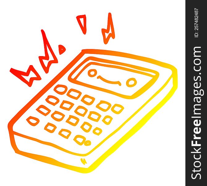 warm gradient line drawing of a cartoon calculator