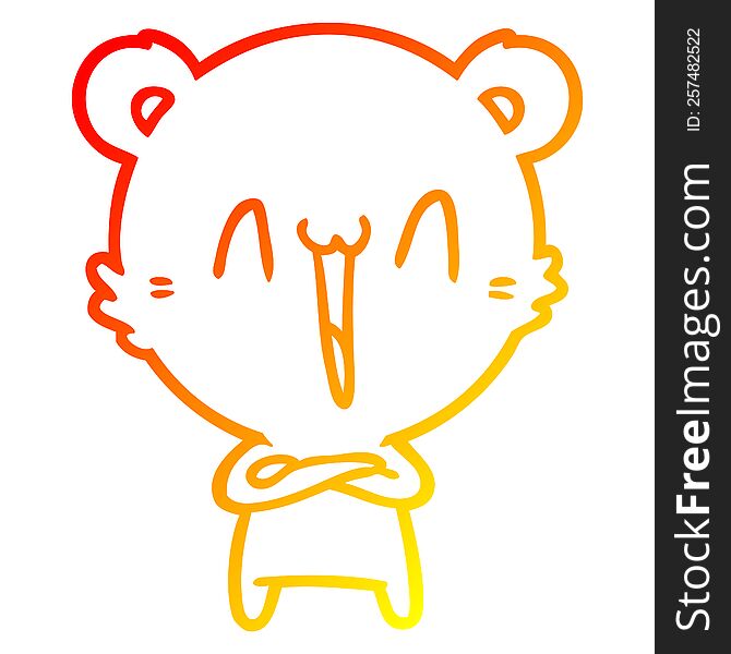 Warm Gradient Line Drawing Happy Bear Cartoon