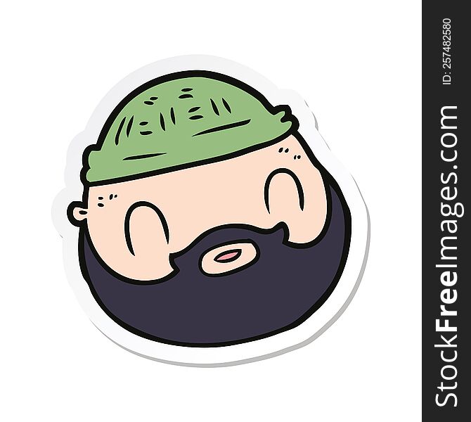 sticker of a cartoon male face with beard