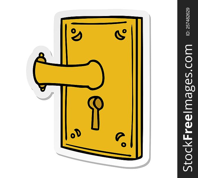 Sticker Cartoon Doodle Of A Door Handle