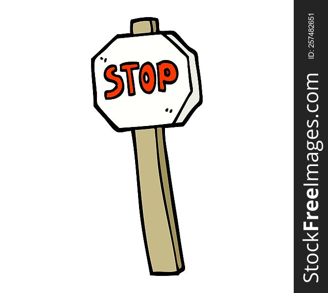 hand drawn doodle style cartoon stop sign