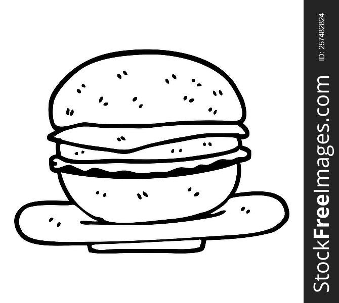 Black And White Cartoon Burger