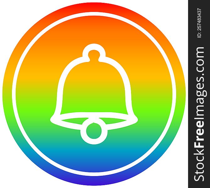 old bell circular icon with rainbow gradient finish. old bell circular icon with rainbow gradient finish