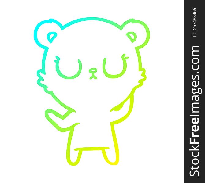 Cold Gradient Line Drawing Peaceful Cartoon Polar Bear