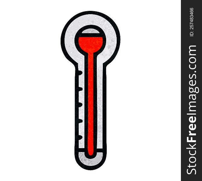 retro grunge texture cartoon of a glass thermometer