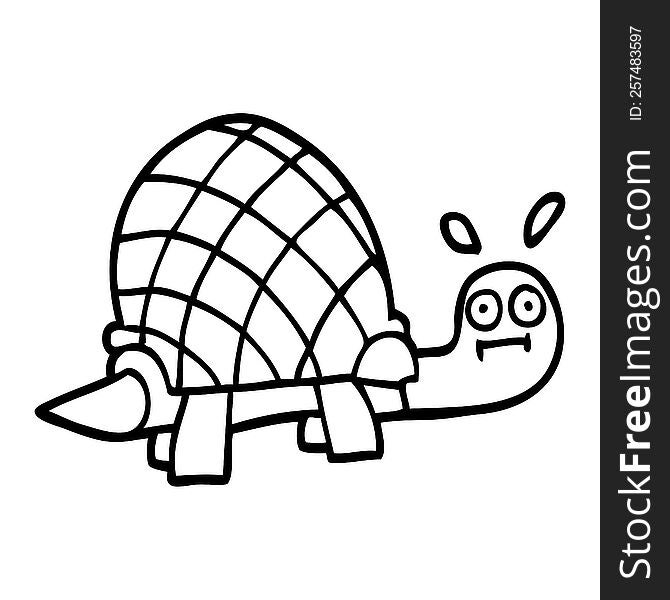 line drawing cartoon funny tortoise