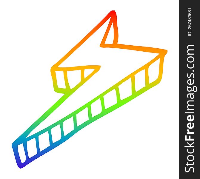 Rainbow Gradient Line Drawing Cartoon Decorative Lightning Bolt