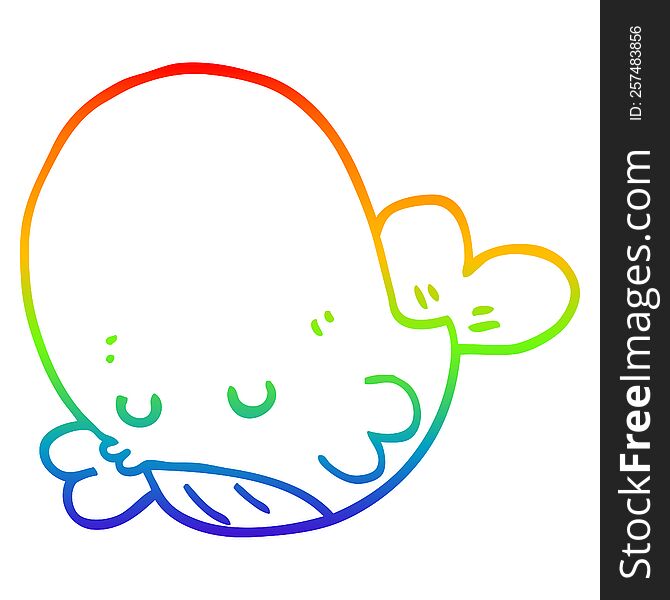 Rainbow Gradient Line Drawing Cartoon Whale