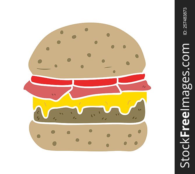 Flat Color Style Cartoon Stacked Burger