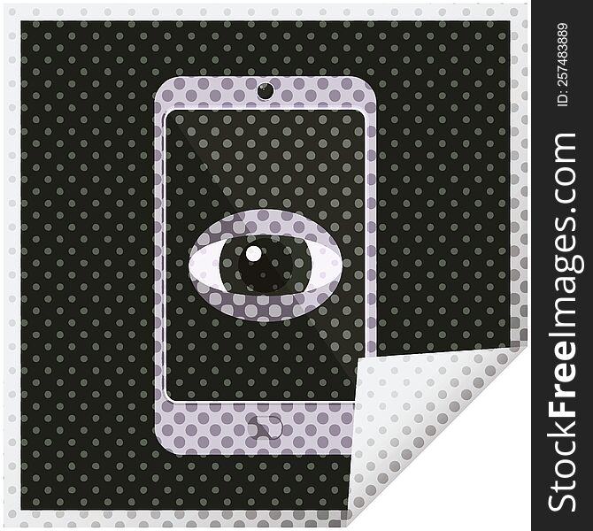 cell phone watching you graphic square sticker