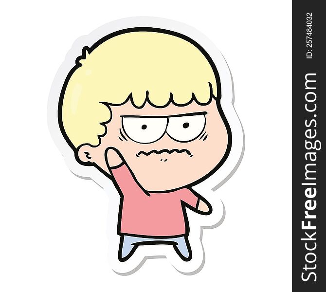 Sticker Of A Cartoon Annoyed Man