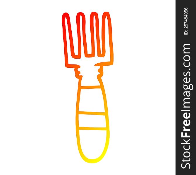 Warm Gradient Line Drawing Cartoon Fork