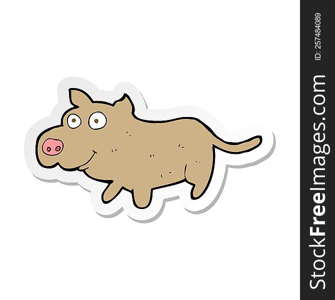 sticker of a cartoon happy little dog