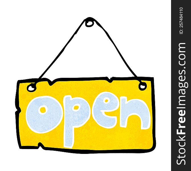 cartoon open shop sign