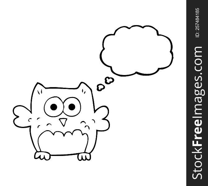 freehand drawn thought bubble cartoon owl