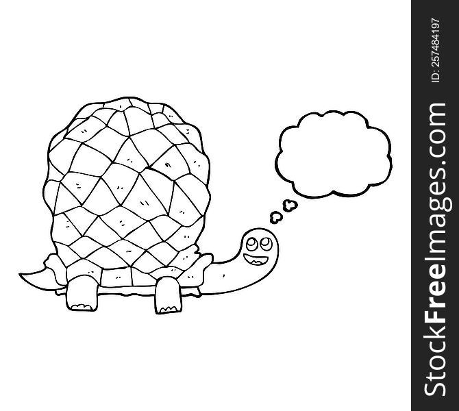 freehand drawn thought bubble cartoon tortoise