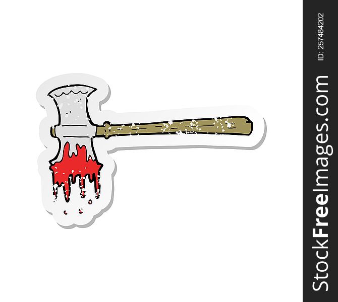 retro distressed sticker of a cartoon bloody axe