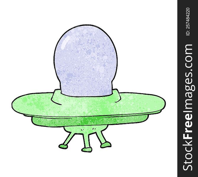 freehand textured cartoon flying saucer
