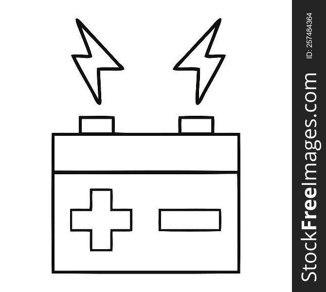 line drawing cartoon of a electrical battery