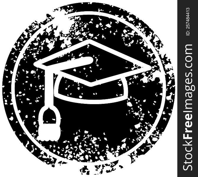 graduation cap distressed icon symbol
