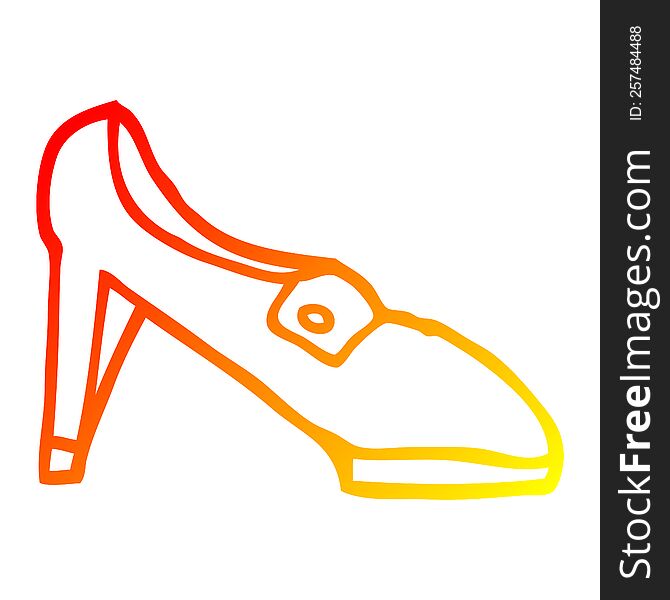 warm gradient line drawing of a cartoon shoe
