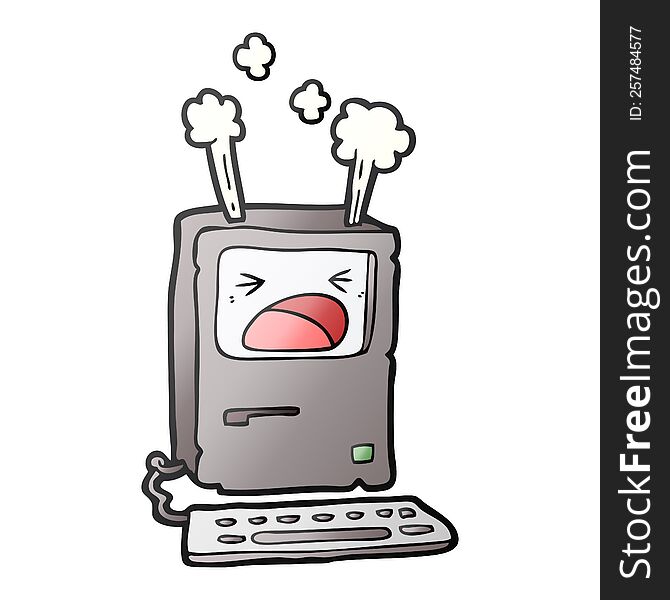 cartoon overheating computer. cartoon overheating computer