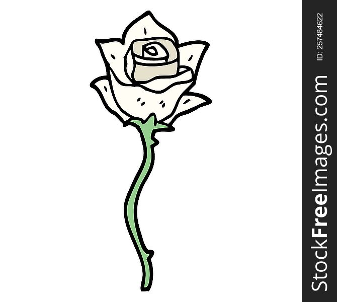 cartoon doodle white rose